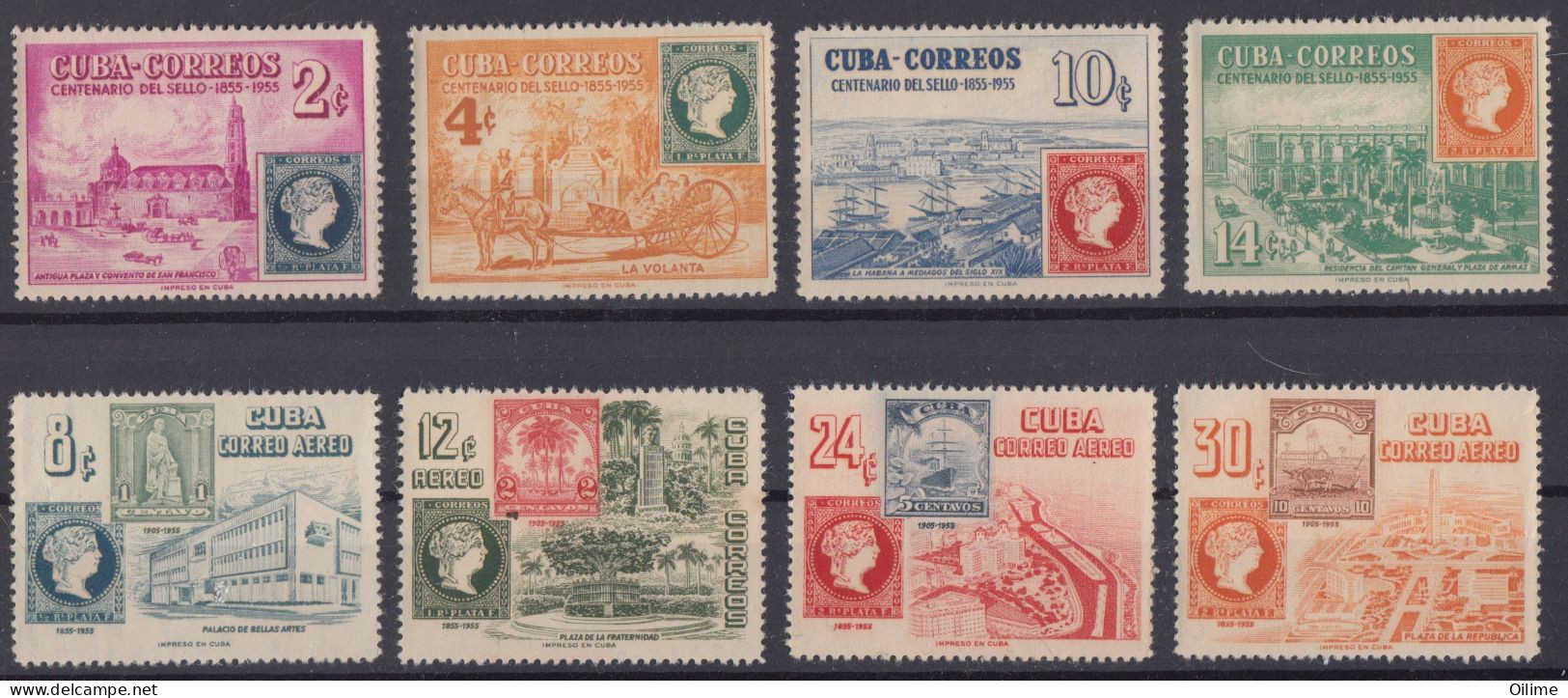 CUBA 1955. CENTENARIO DEL PRIMER SELLO POSTAL CUBANO. MNH. EDIFIL 610/17 - Nuevos