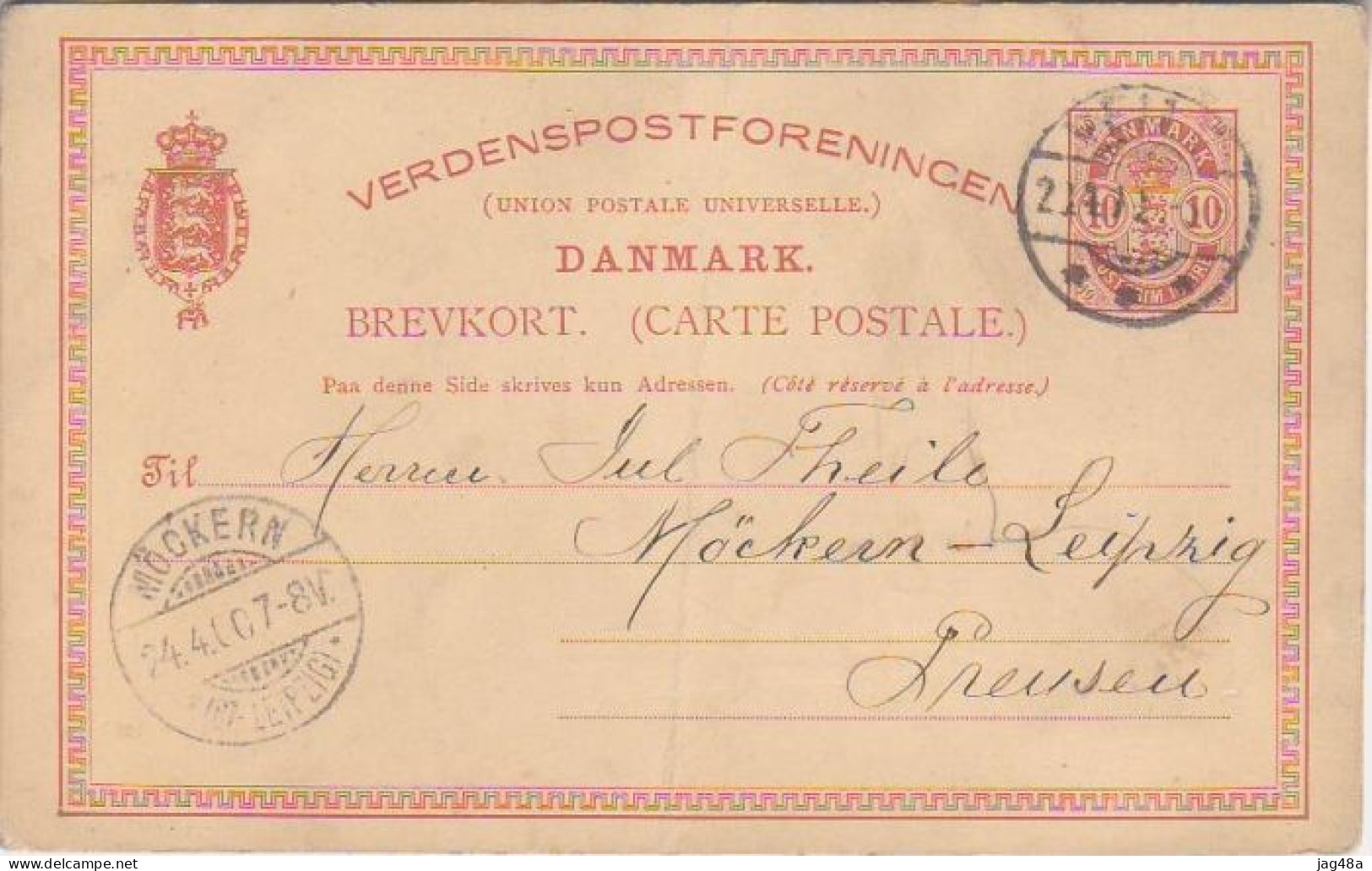DENMARK. 1900/Vejle, Ten-ore PS Card. - Covers & Documents