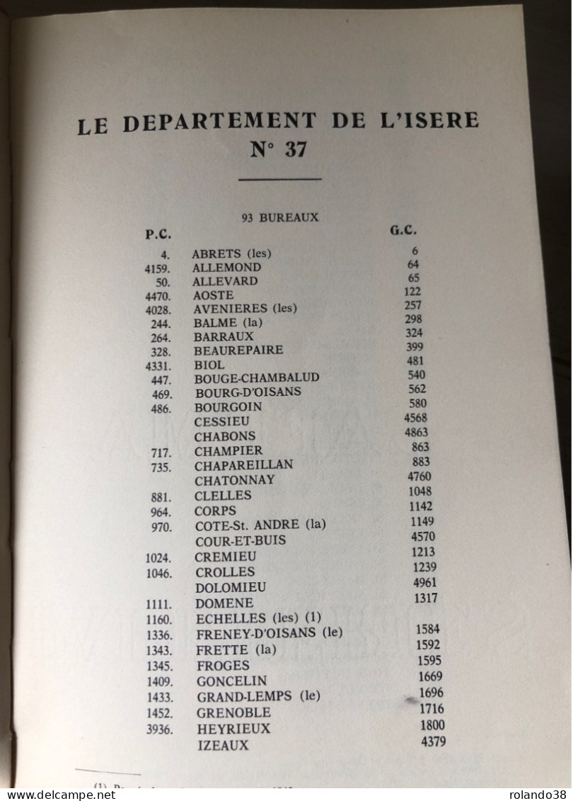 Marcophilie Département De L’Isere 37 Puis 38 Par René RIVIERE DES ORIGINES A 1876 - Matasellos