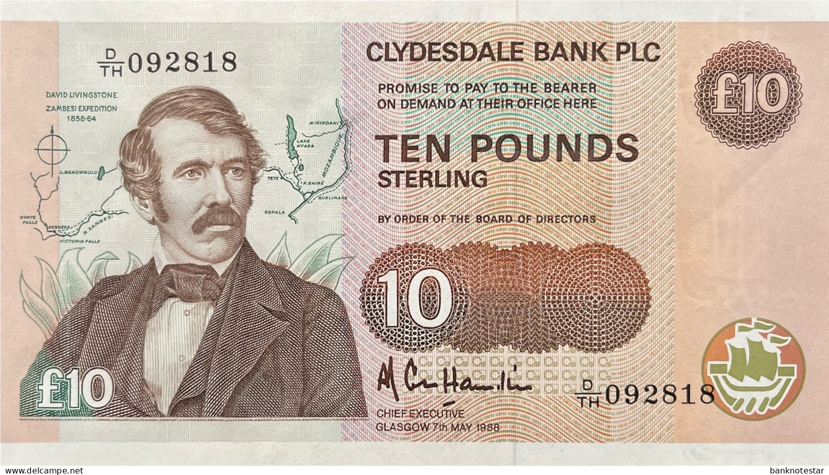 Scotland 10 Pounds, P-214 (7.5.1988) - UNC - RARE - 10 Pounds