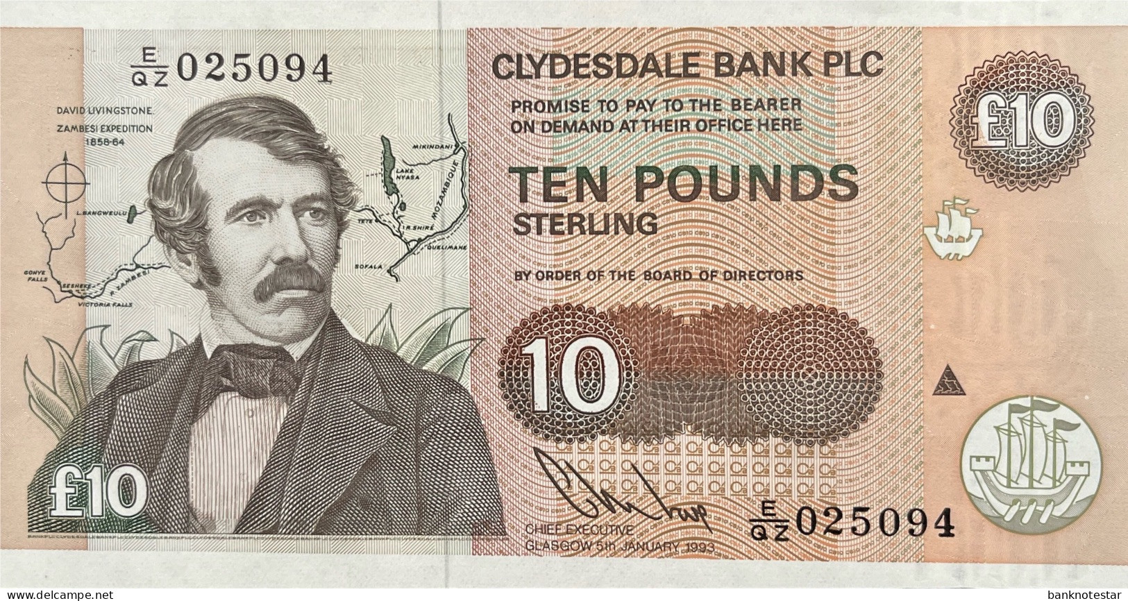 Scotland 10 Pounds, P-219b (5.1.1993) - UNC - 10 Ponden
