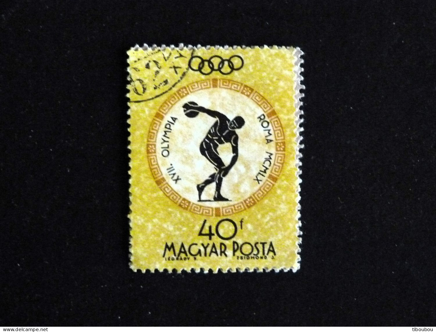 HONGRIE HUNGARY MAGYAR YT 1382 OBLITERE - DISCOBOLE / JEUX OLYMPIQUES DE ROME - Usati