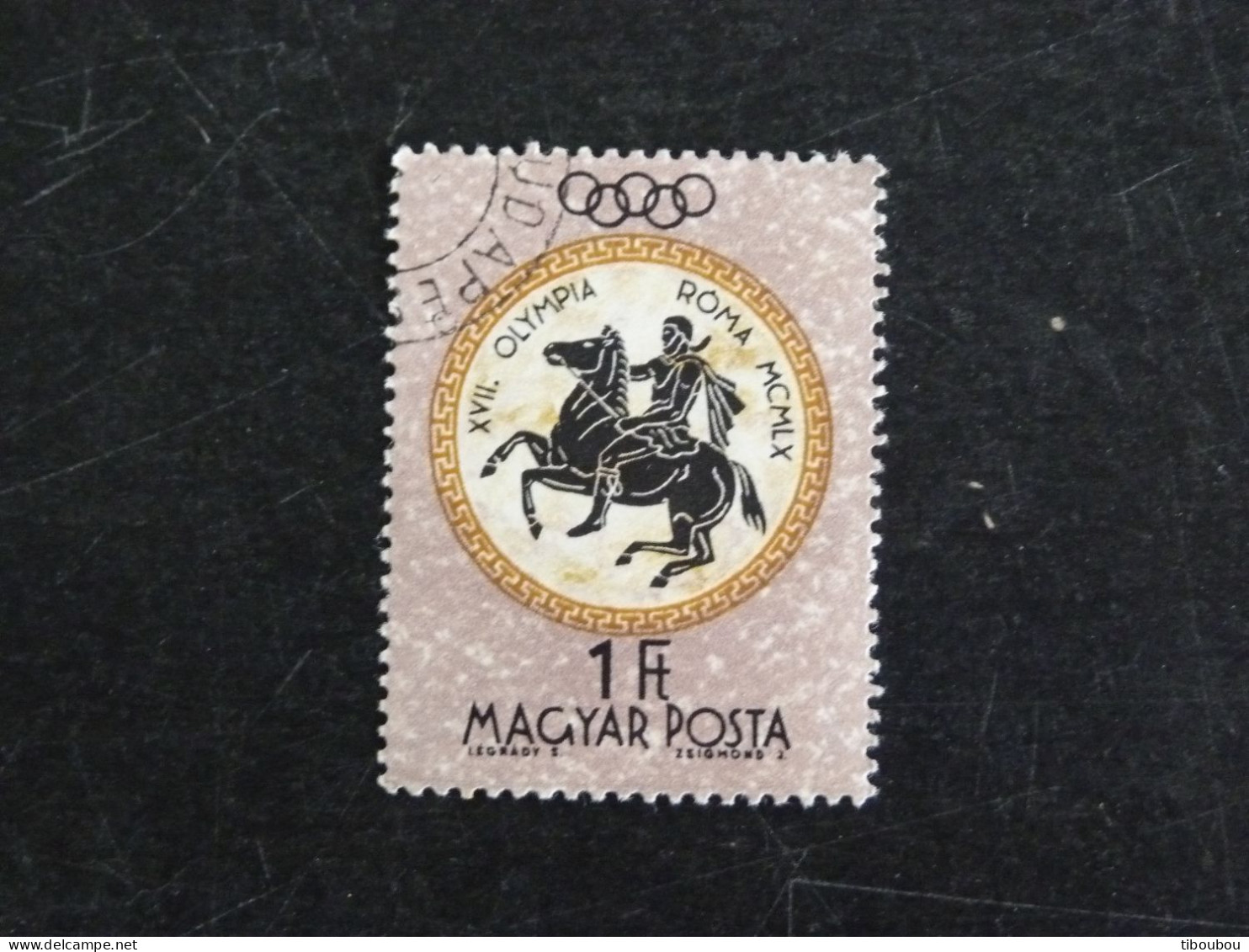 HONGRIE HUNGARY MAGYAR YT 1385 OBLITERE - CAVALIER / JEUX OLYMPIQUES DE ROME - Usati