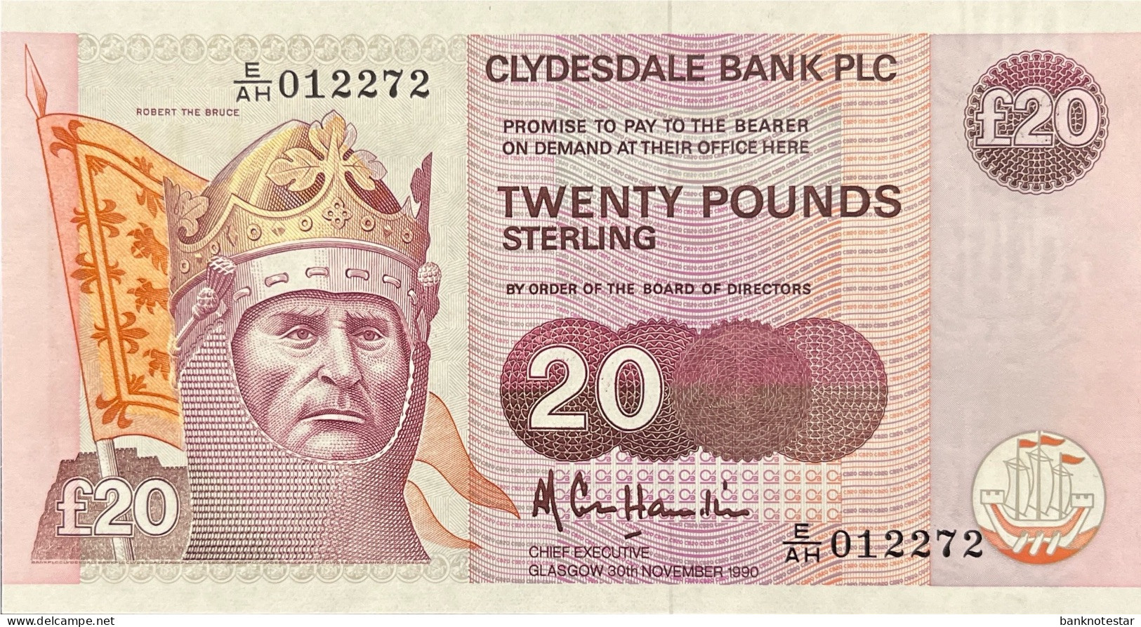 Scotland 20 Pounds, P-220a (30.11.1990) - UNC - RARE - First Date - 20 Pounds