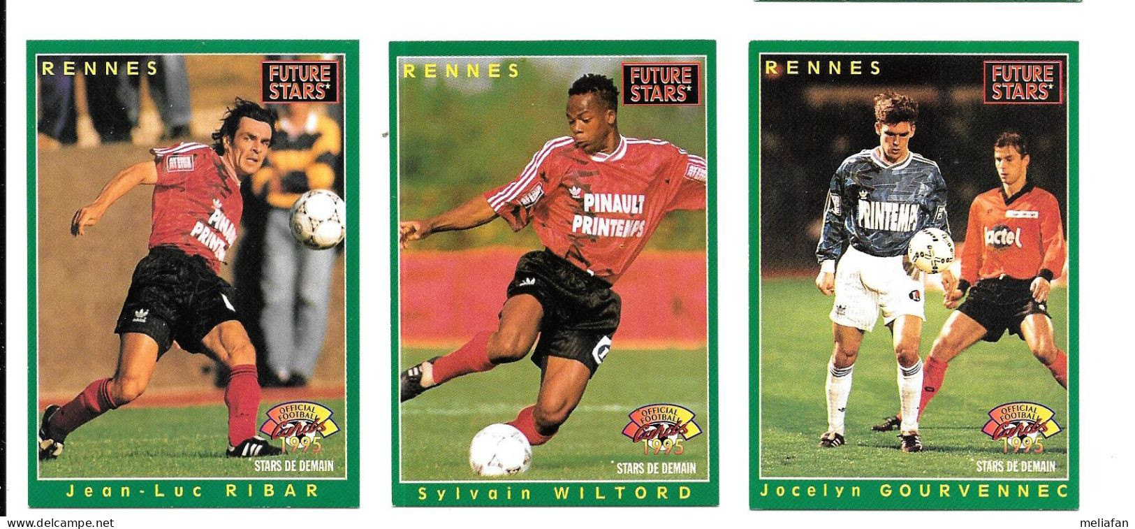 CV91  - PANINI TRADING CARD 1995 - STADE RENNAIS - JEAN LUC RIBARD - SYLVAIN WILTORD - JOCELYN GOURVENNEC - Trading Cards