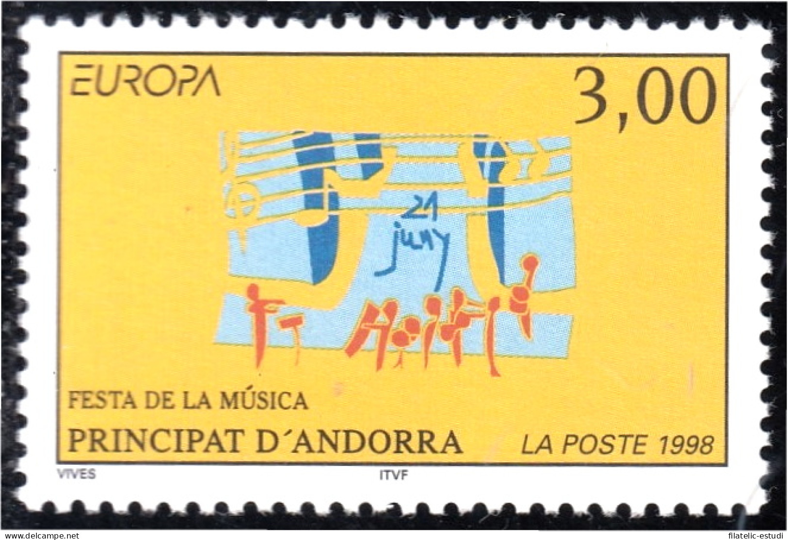 Andorra Francesa 504 1998 Fiesta De La Música MNH - Autres & Non Classés