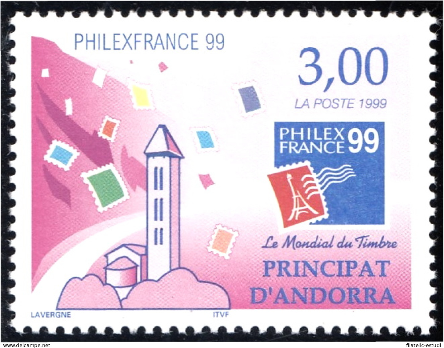 Andorra Francesa 518 1999 Philexfrance 99 Día Mundial Del Sello  MNH - Otros & Sin Clasificación