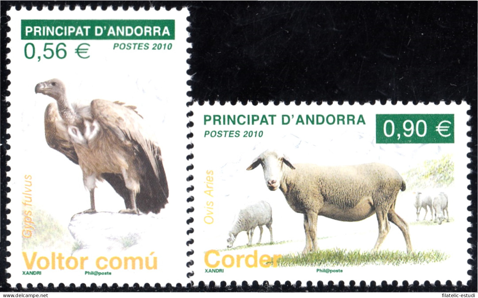 Andorra Francesa 690/91 2010 Fauna Buitre Oveja MNH - Autres & Non Classés