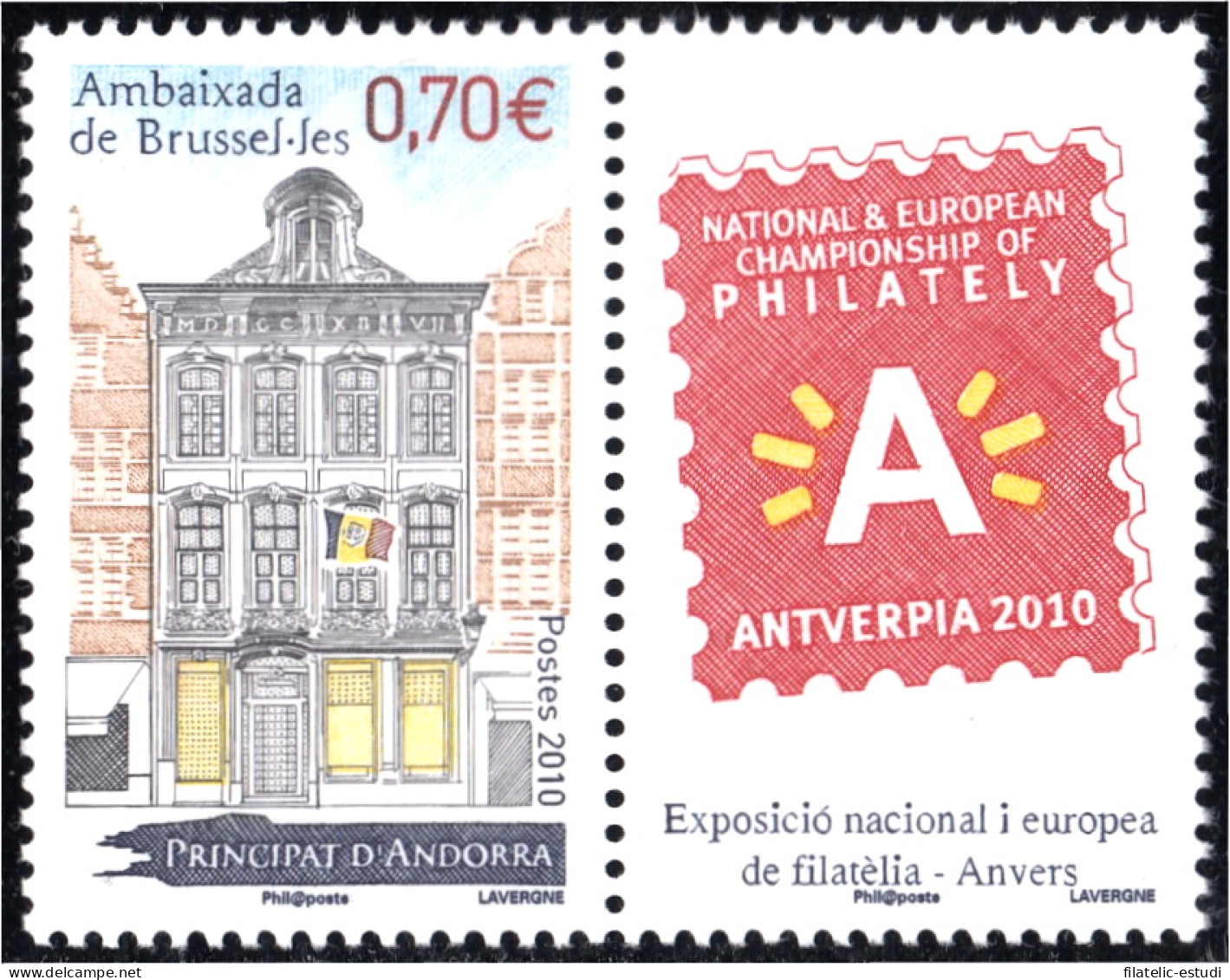 Andorra Francesa 692 2010 Embajada De Bruselas Fachada MNH - Autres & Non Classés