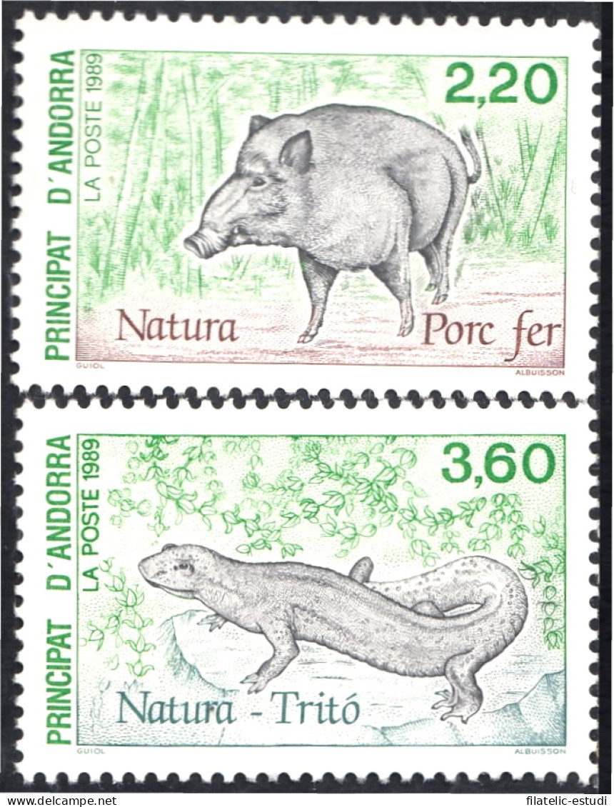 Andorra Francesa 382/83 1989 Fauna Cerdo Lagarto MNH - Autres & Non Classés