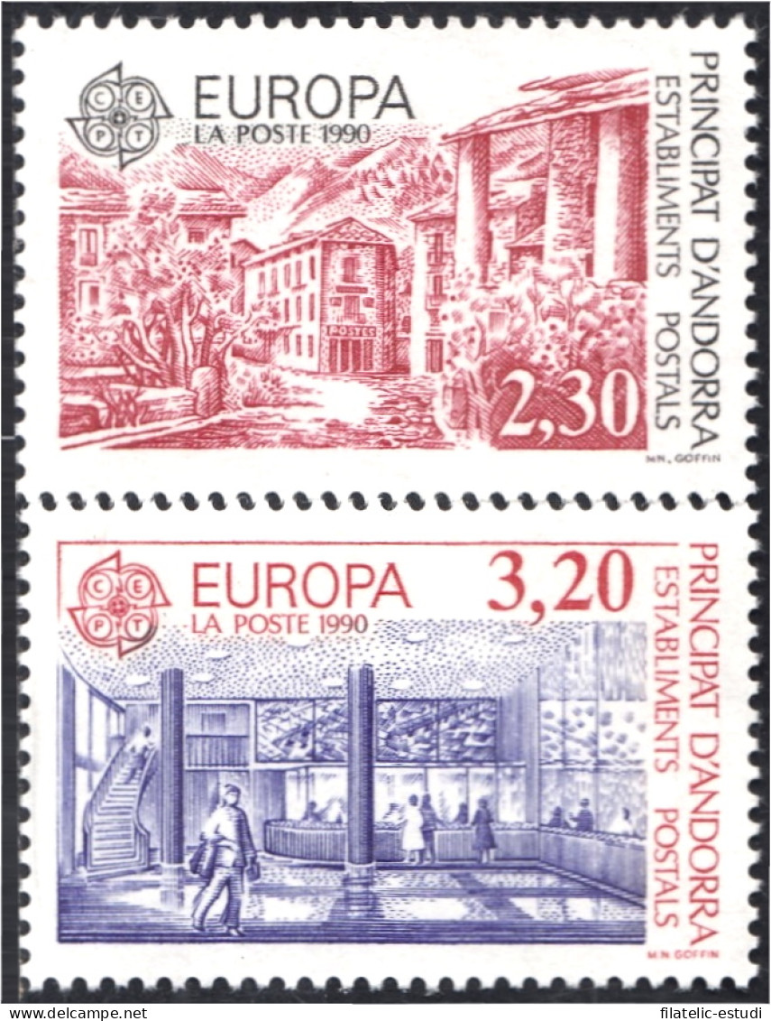 Andorra Francesa 388/89 1990 Europa Establecimientos Postales MNH - Otros & Sin Clasificación