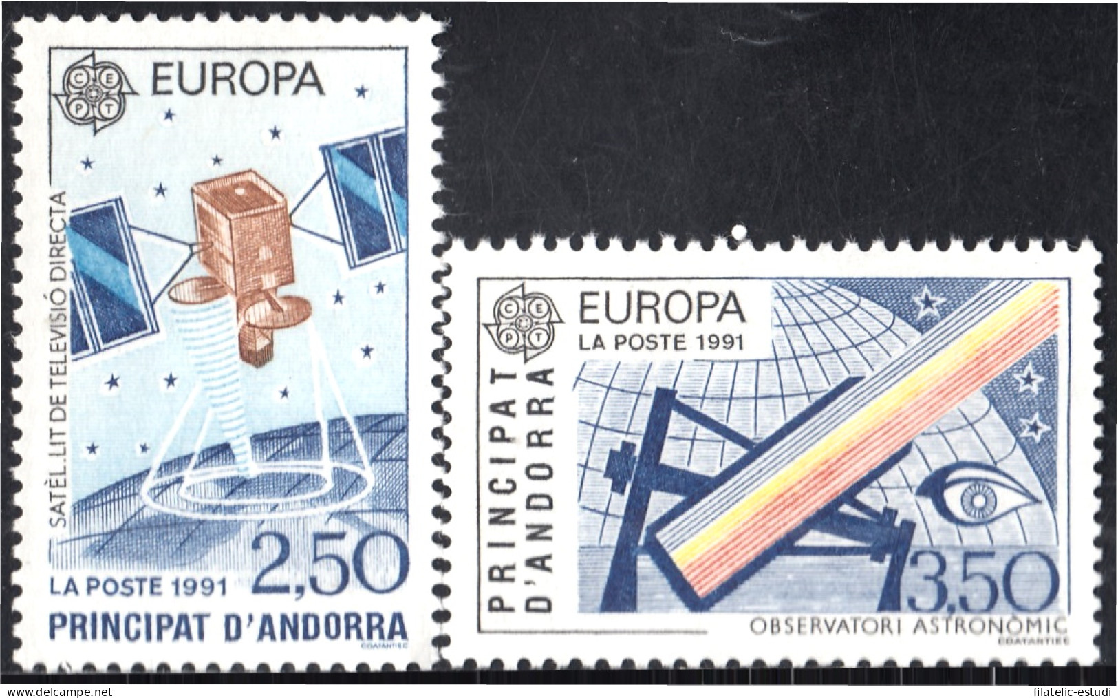 Andorra Francesa 402/03 1991 Europa Satélites MNH - Otros & Sin Clasificación