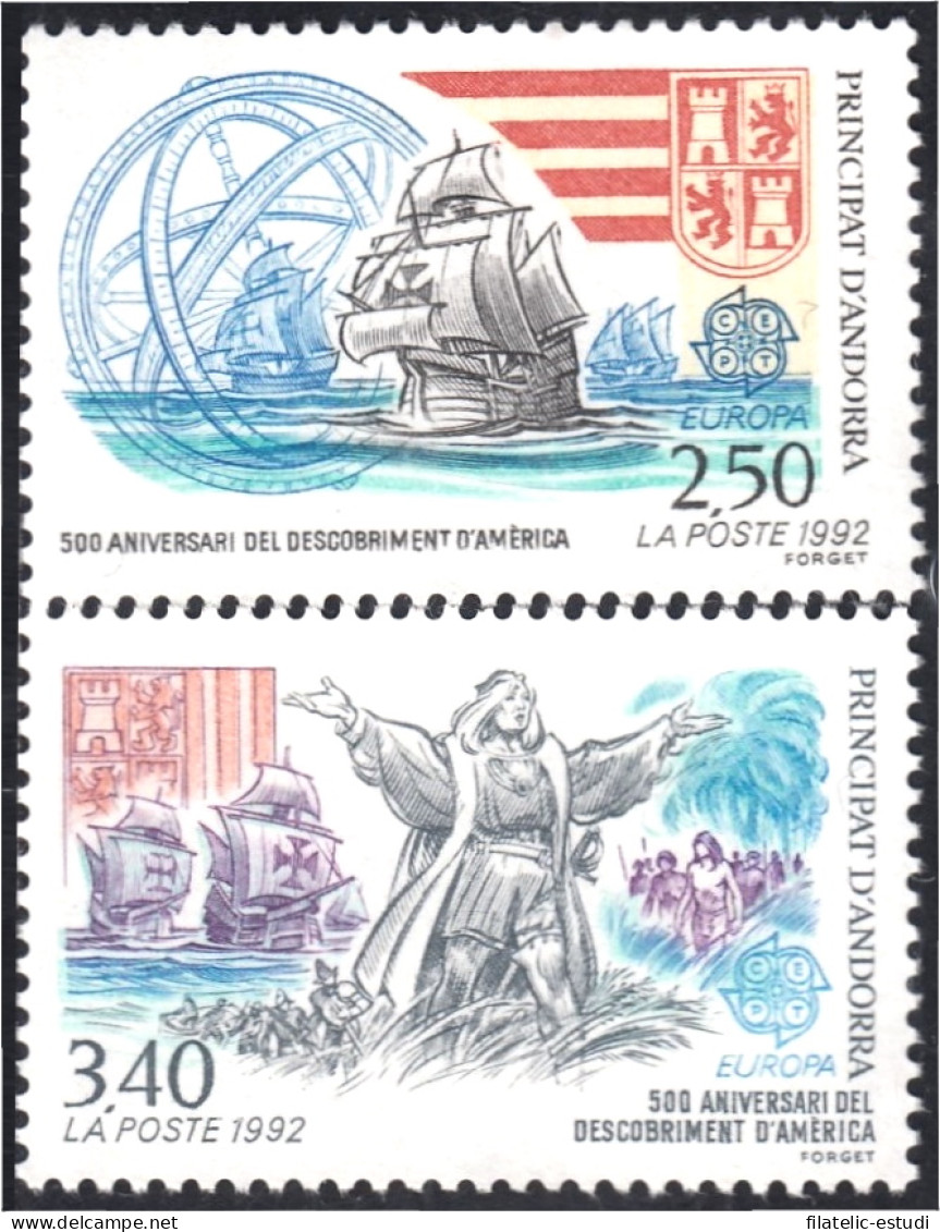 Andorra Francesa 416/17 1992 500 Aniversario Del Descubrimiento De América MNH - Autres & Non Classés