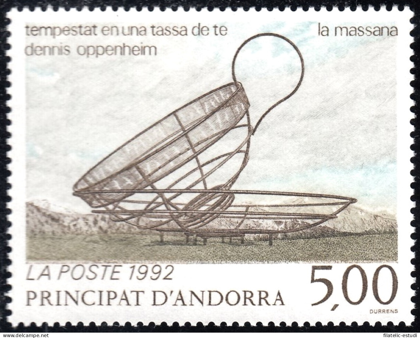 Andorra Francesa 424 1992 Obra Artística De Dennis Oppenheim  MNH - Otros & Sin Clasificación