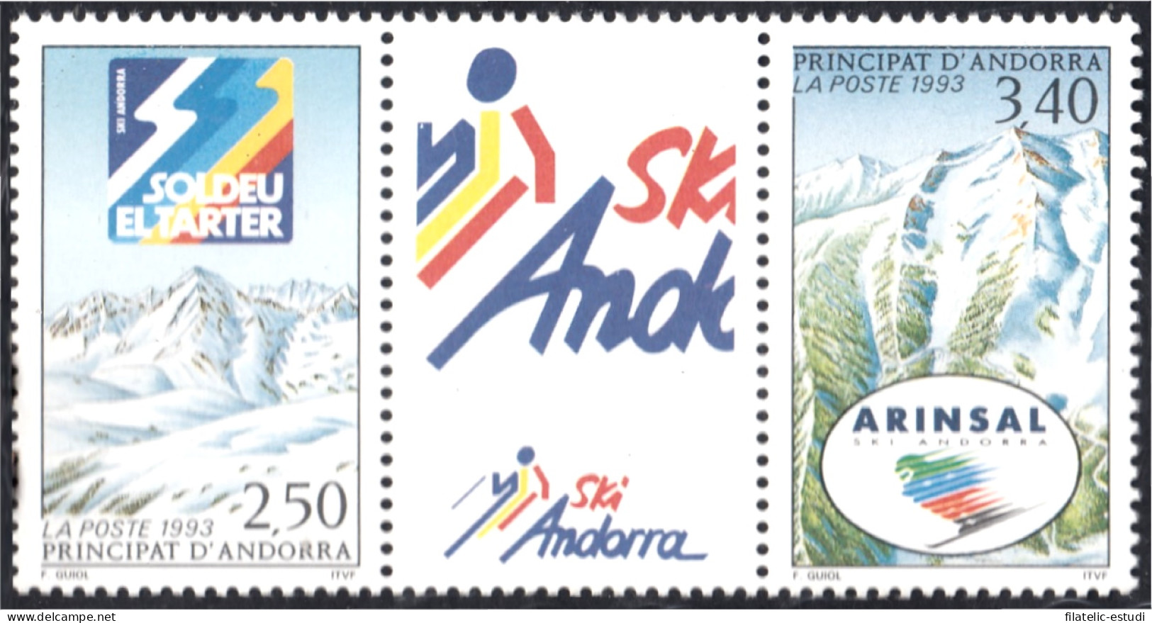 Andorra Francesa 425/26A 1993 Ski Andorra MNH - Autres & Non Classés