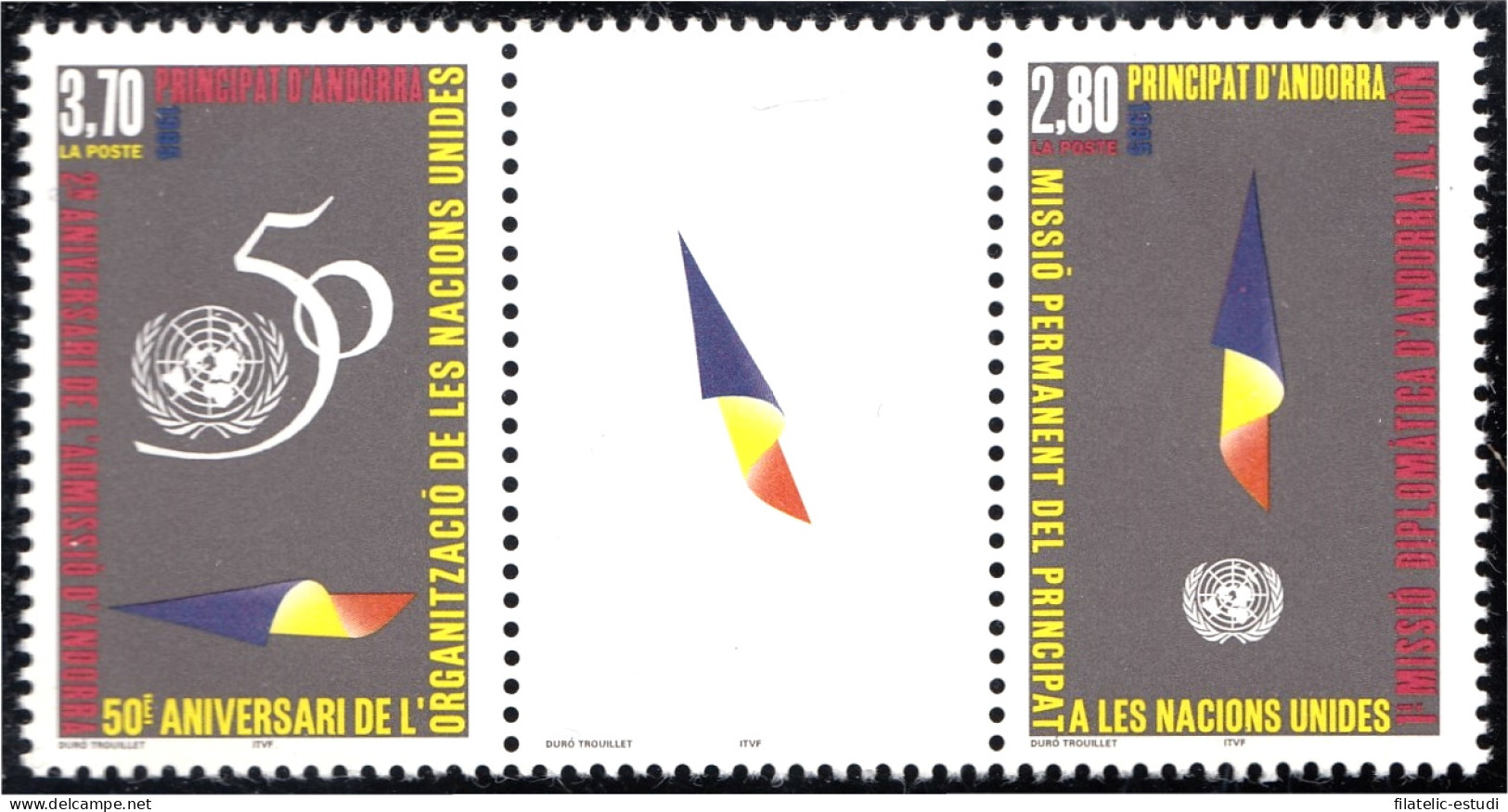 Andorra Francesa 464/65-A 1995 50 Aniversario De Las Naciones Unidas MNH - Otros & Sin Clasificación