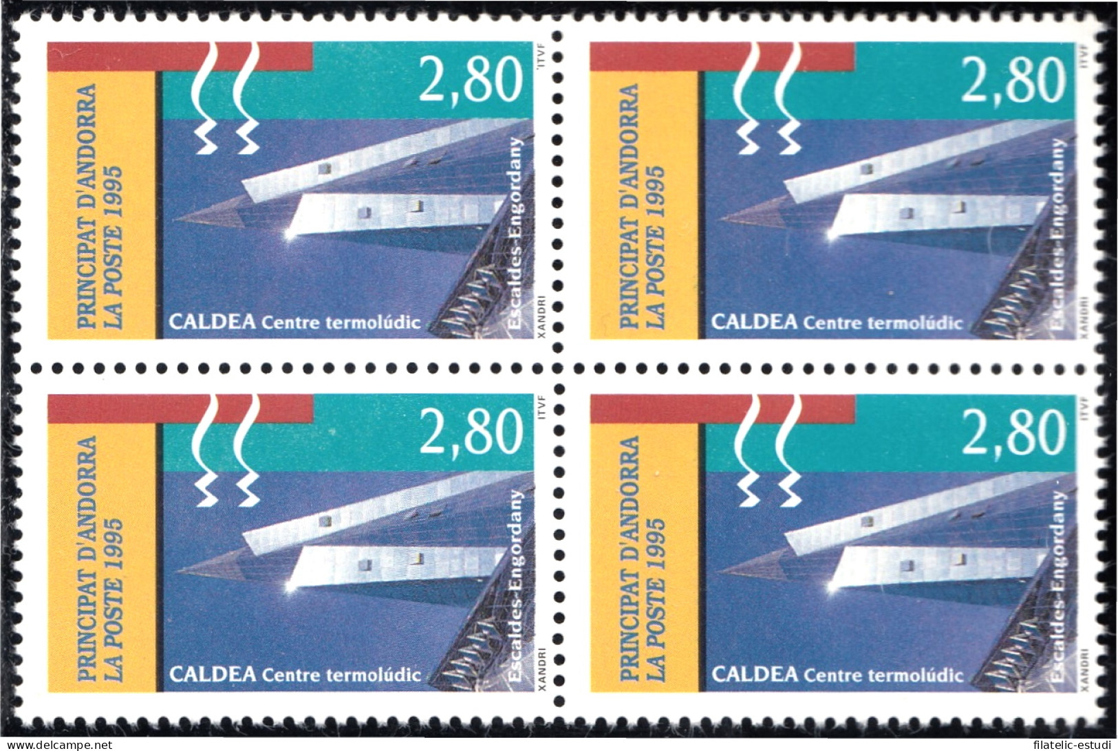 Andorra Francesa 459 Bl.4 1995 Caldea Centro Termolúdico MNH - Otros & Sin Clasificación