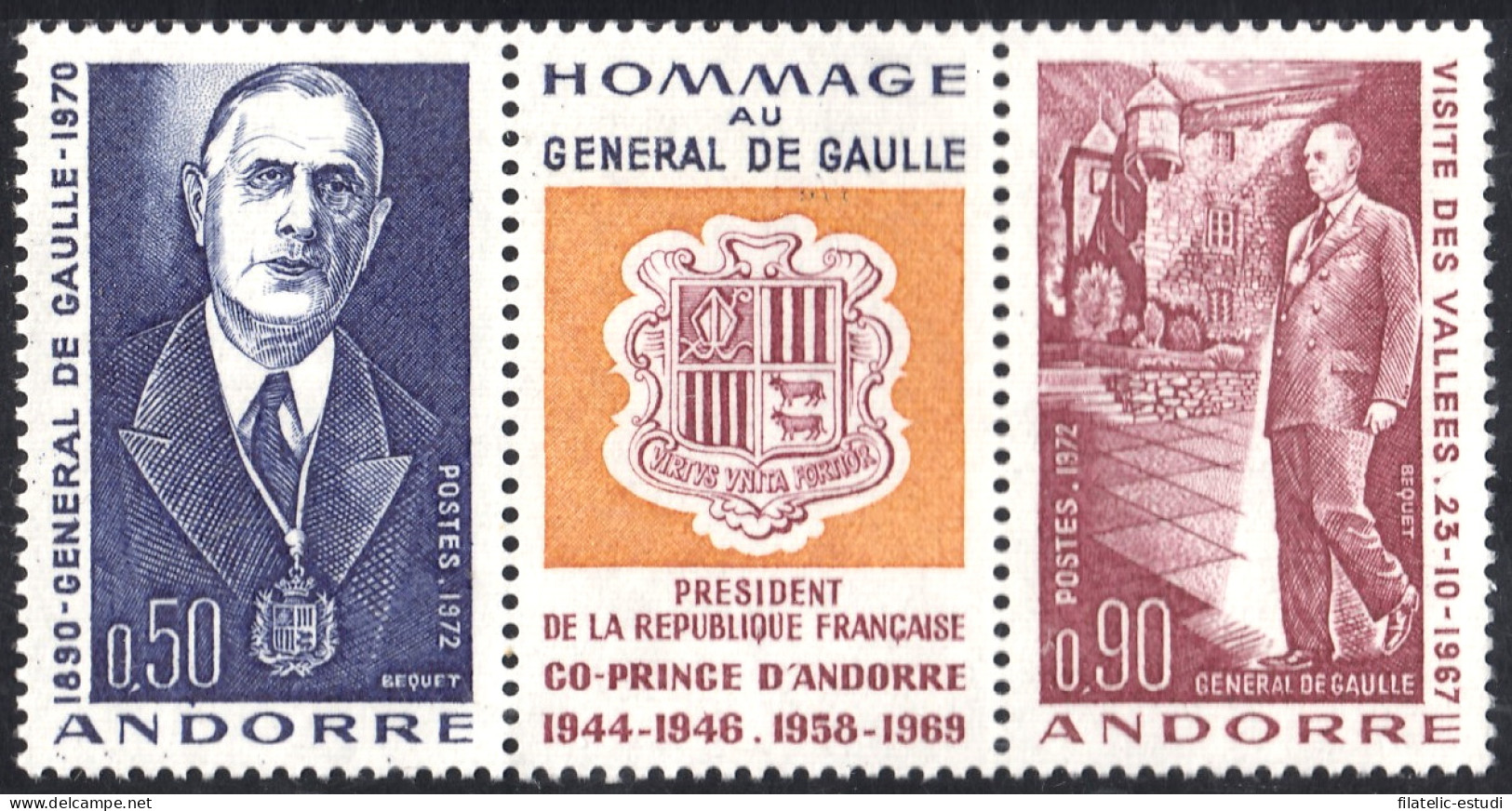 Andorra Francesa 224/25A 1972 General Gaulle  MNH - Otros & Sin Clasificación