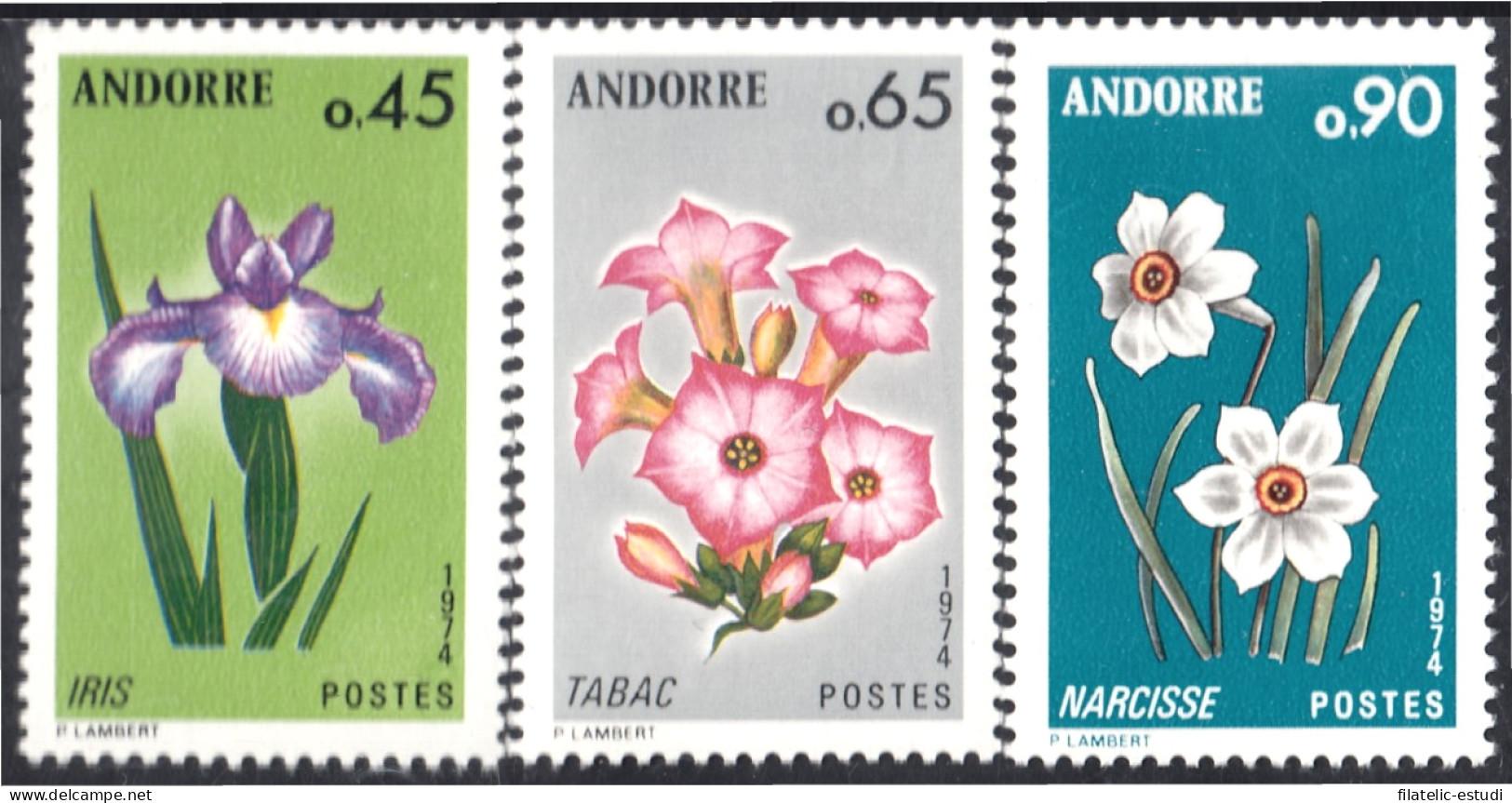 Andorra Francesa 234/36 1974 Flores Flowers MNH - Otros & Sin Clasificación