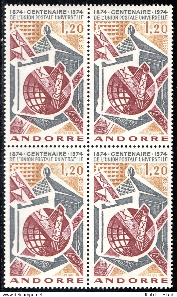 Andorra Francesa 242 Bl.4 1974 Unión Postal Universal MNH - Otros & Sin Clasificación