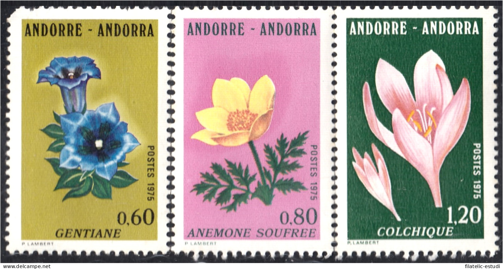 Andorra Francesa 245/47 1975 Flora Flores Del Valle De Andorra MNH - Otros & Sin Clasificación