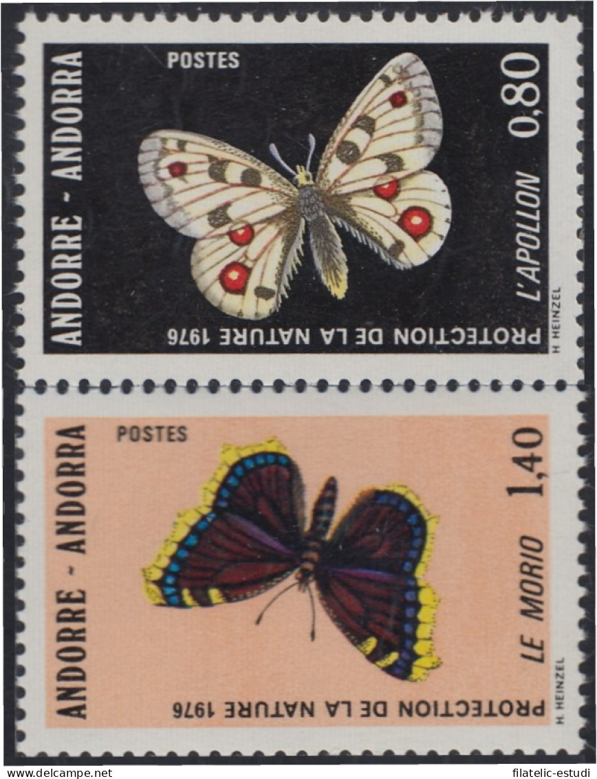 Andorra Francesa 258/59 1976 Mariposas Butterflies MNH - Otros & Sin Clasificación