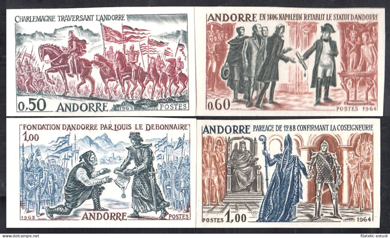 Andorra Francesa 167/70 1963/64 Historia De Andorra MNH Sin Dentar - Other & Unclassified