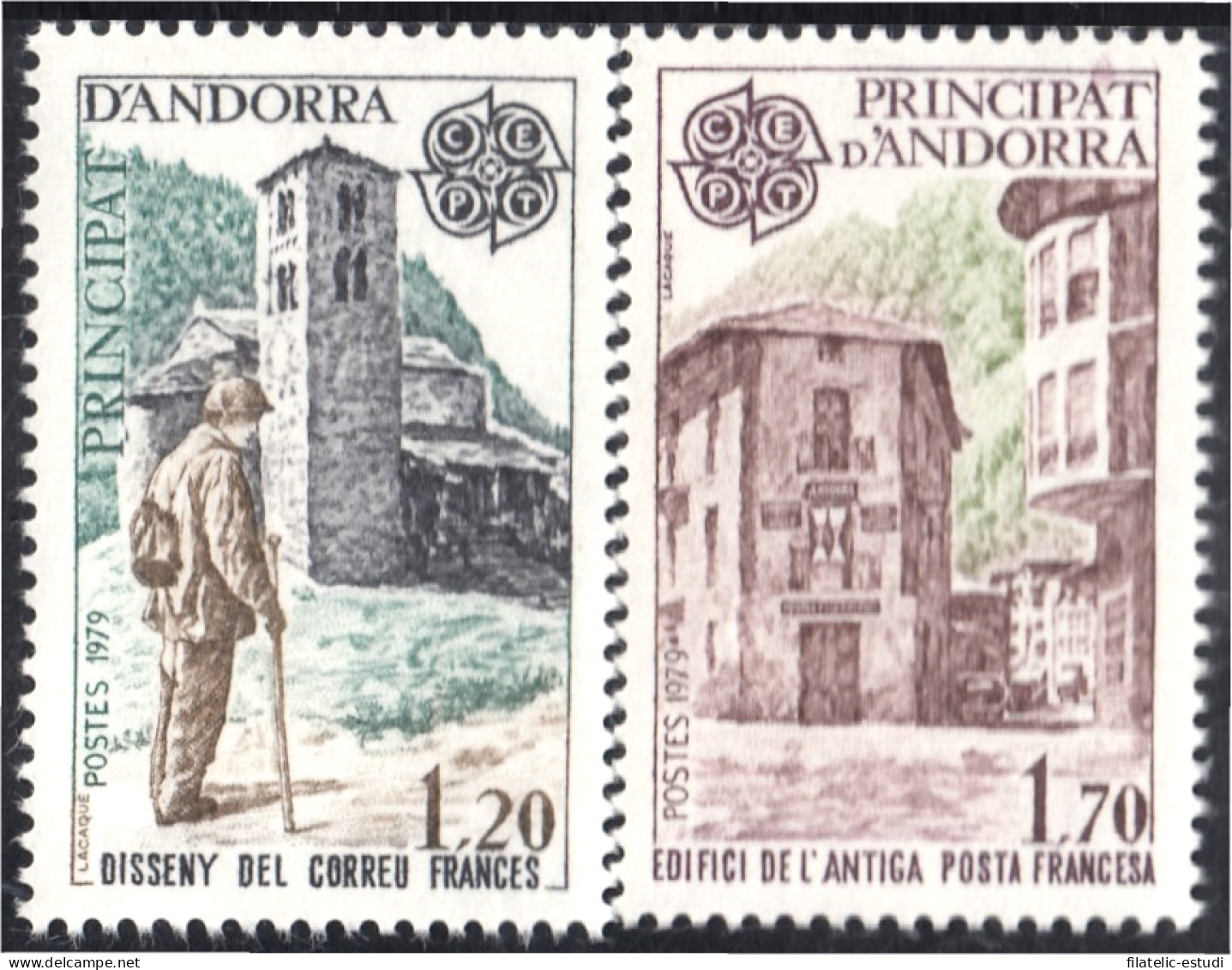 Andorra Francesa 276/77 1979 Edificio Postal Correo Francés MNH - Andere & Zonder Classificatie