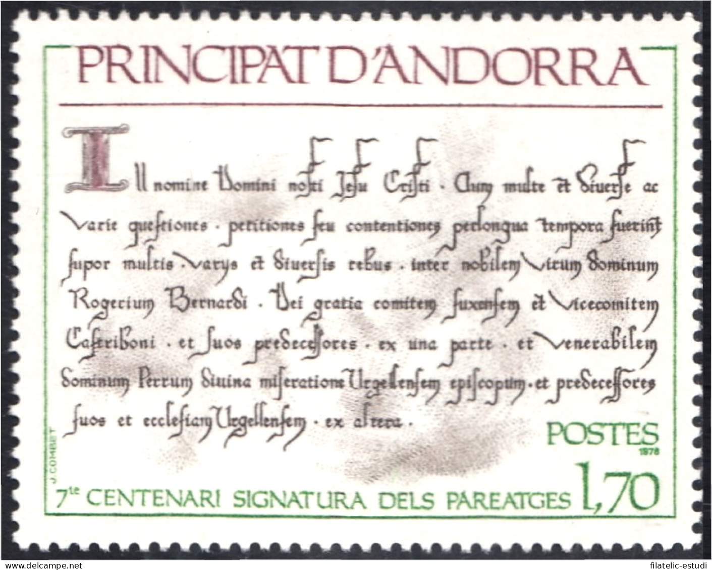 Andorra Francesa 273 1978 7º Centenario Firma De Los Pareadges MNH - Autres & Non Classés