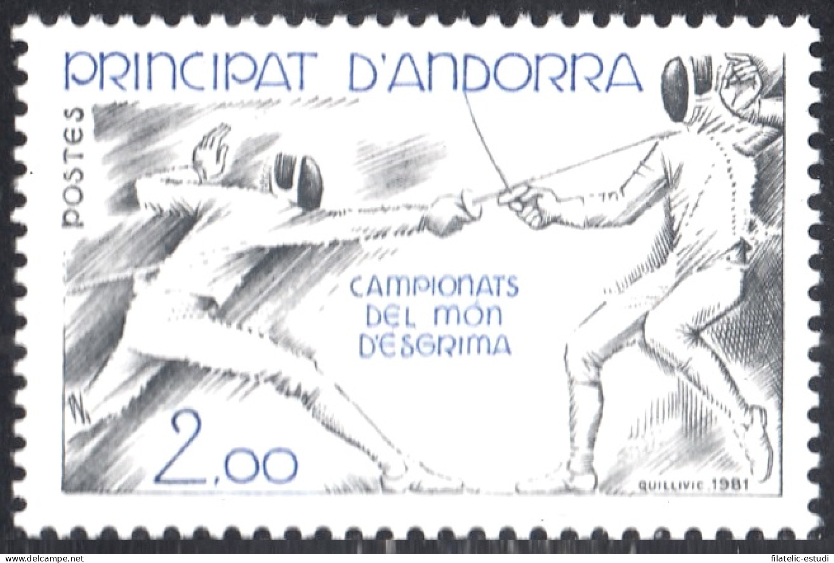 Andorra Francesa 296 1981 Campeonato Del Mundo De Esgrima MNH - Autres & Non Classés