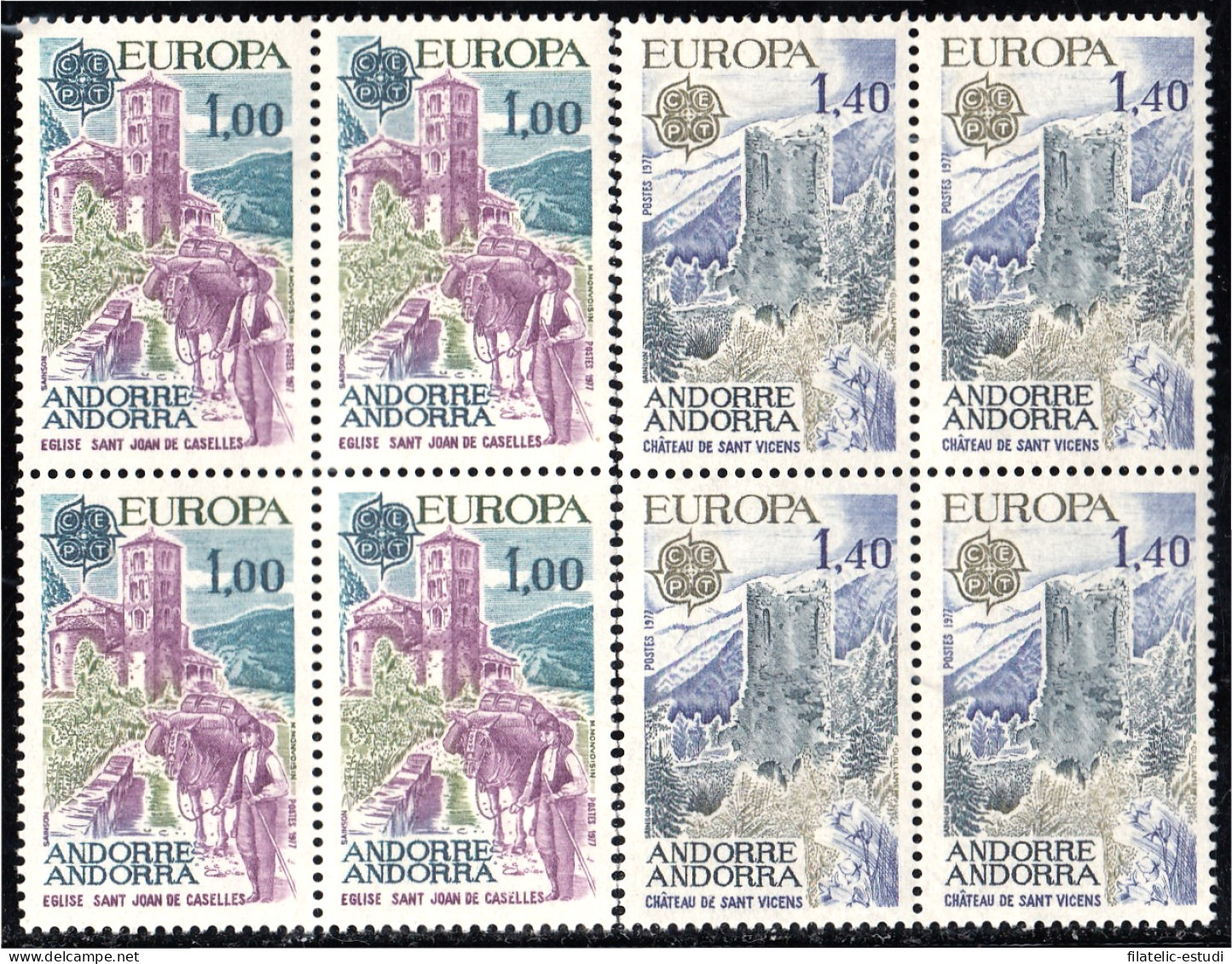 Andorra Francesa 261/62 Bl.4 1977 Iglesia San Joan De Caselles MNH - Sonstige & Ohne Zuordnung