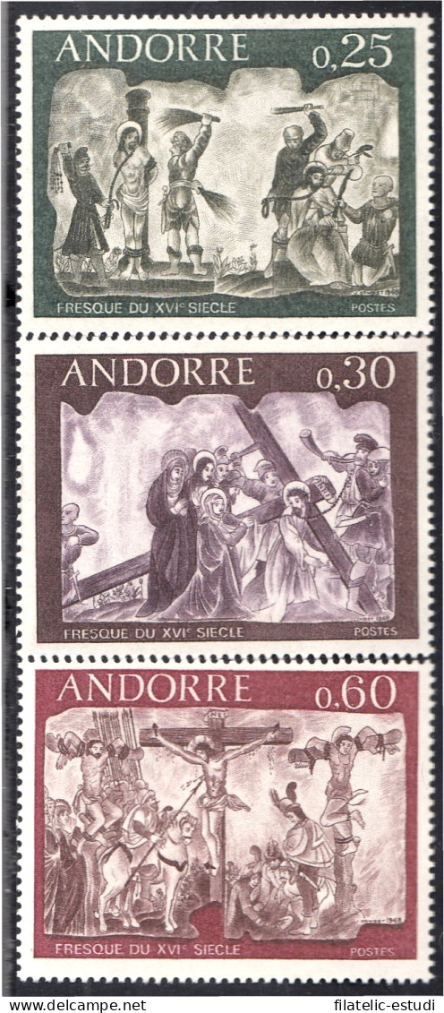 Andorra Francesa 191/93 1968 Pintura Mural Del Siglo XVI MNH - Sonstige & Ohne Zuordnung