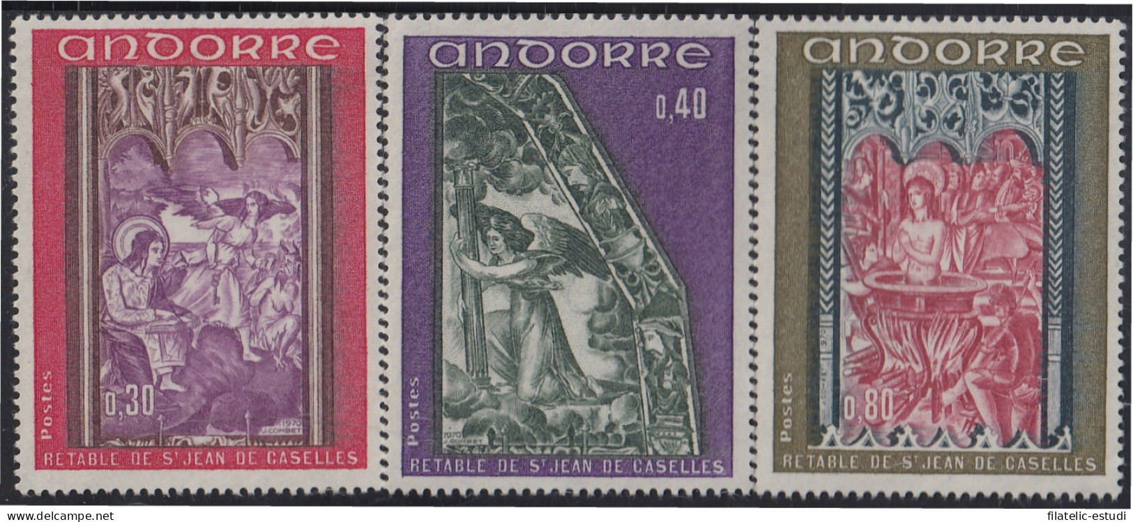 Andorra Francesa 206/08 1970 Pintura De San Juan Caselles MNH - Autres & Non Classés