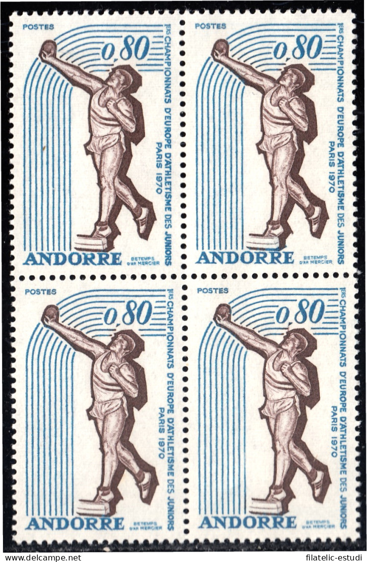 Andorra Francesa 205 Bl.4 1970 Atletismo MNH - Otros & Sin Clasificación