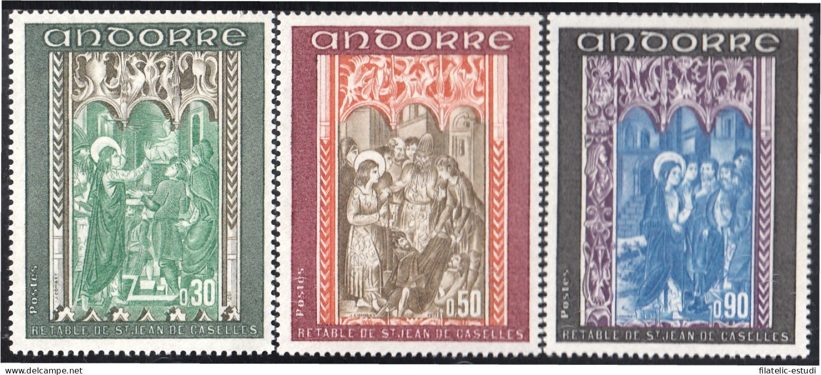 Andorra Francesa 214/16 1971 Pintura De San Juan Caselles MNH - Otros & Sin Clasificación