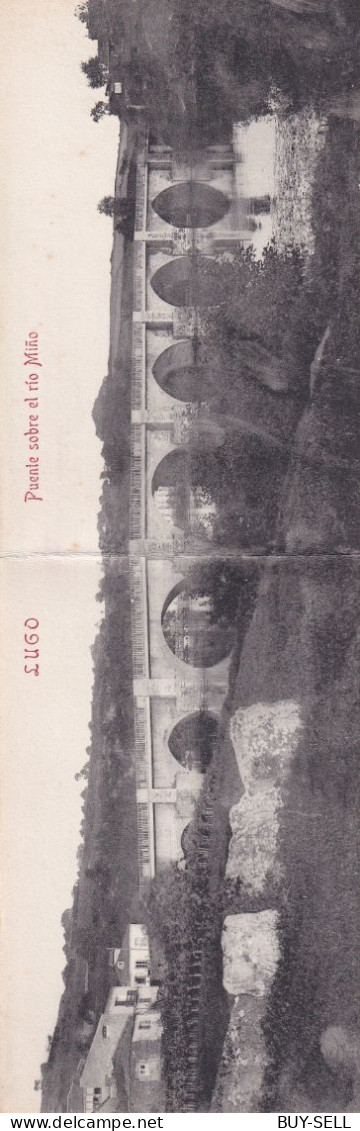 ESPAGNE - RARE - LUGO - Puente Sobre El Río Miño - CARTE DOUBLE !!! - Lugo