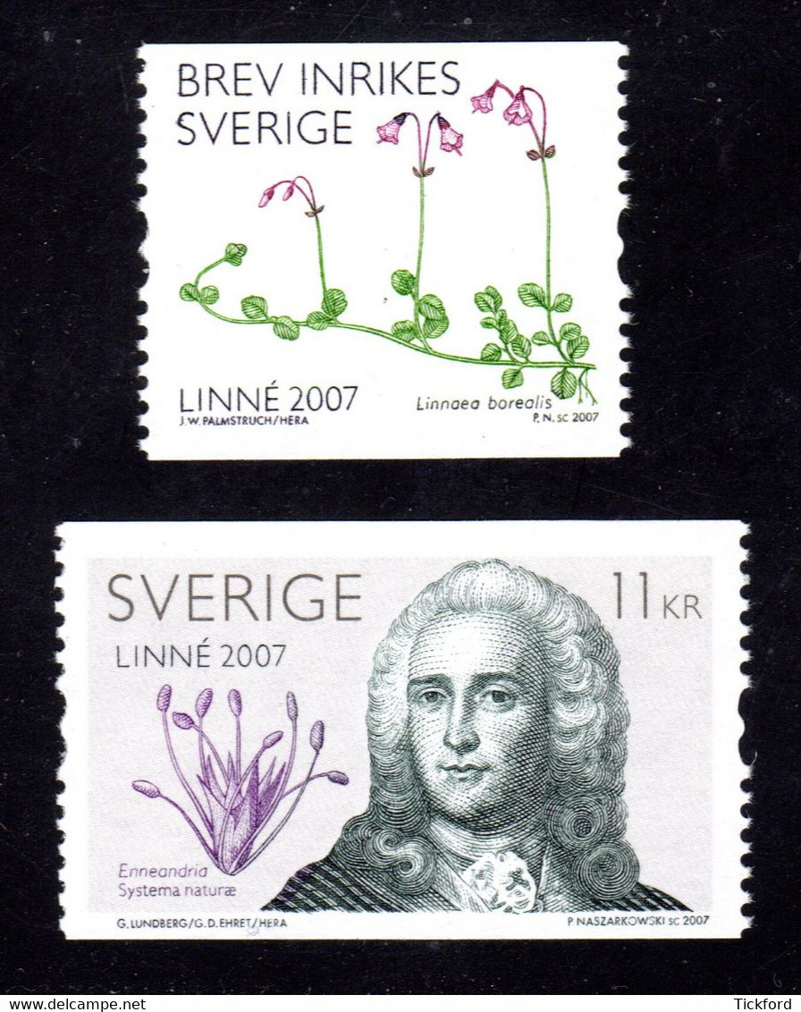SUEDE 2007 - Yvert N° 2547/2548  - Facit 2586/2587 - Neufs ** MNH - Carl Von Linné 2007 - Neufs