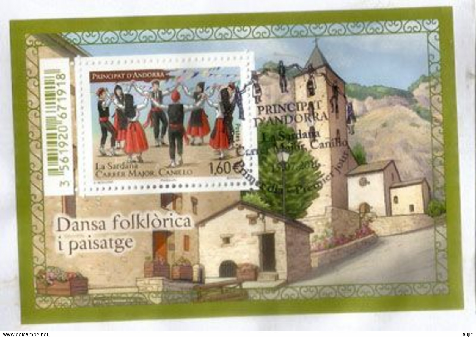 ANDORRA. Danse Catalane "La Sardane" 2016, Bloc-feuillet Oblitéré Sur Fragment Lettre - Used Stamps