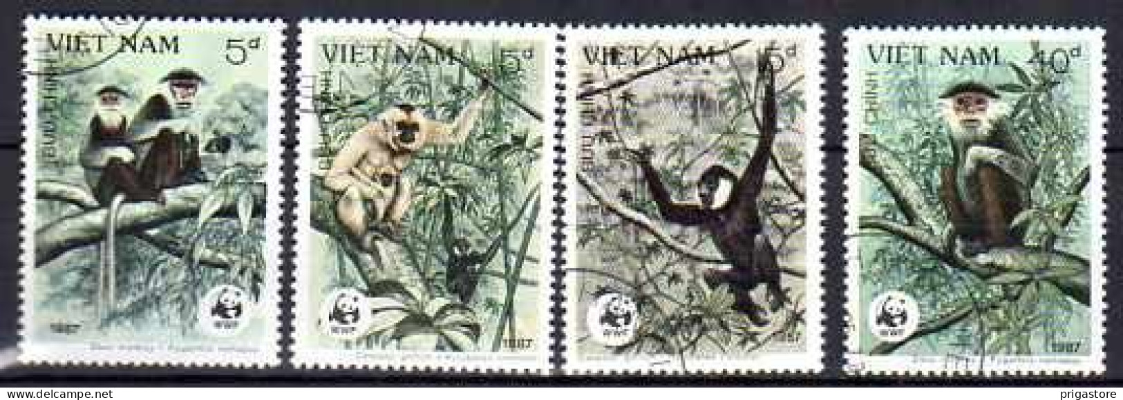 Animaux Singes Vietnam 1987 (8) Yvert N° 803 à 806 Oblitéré Used - Singes