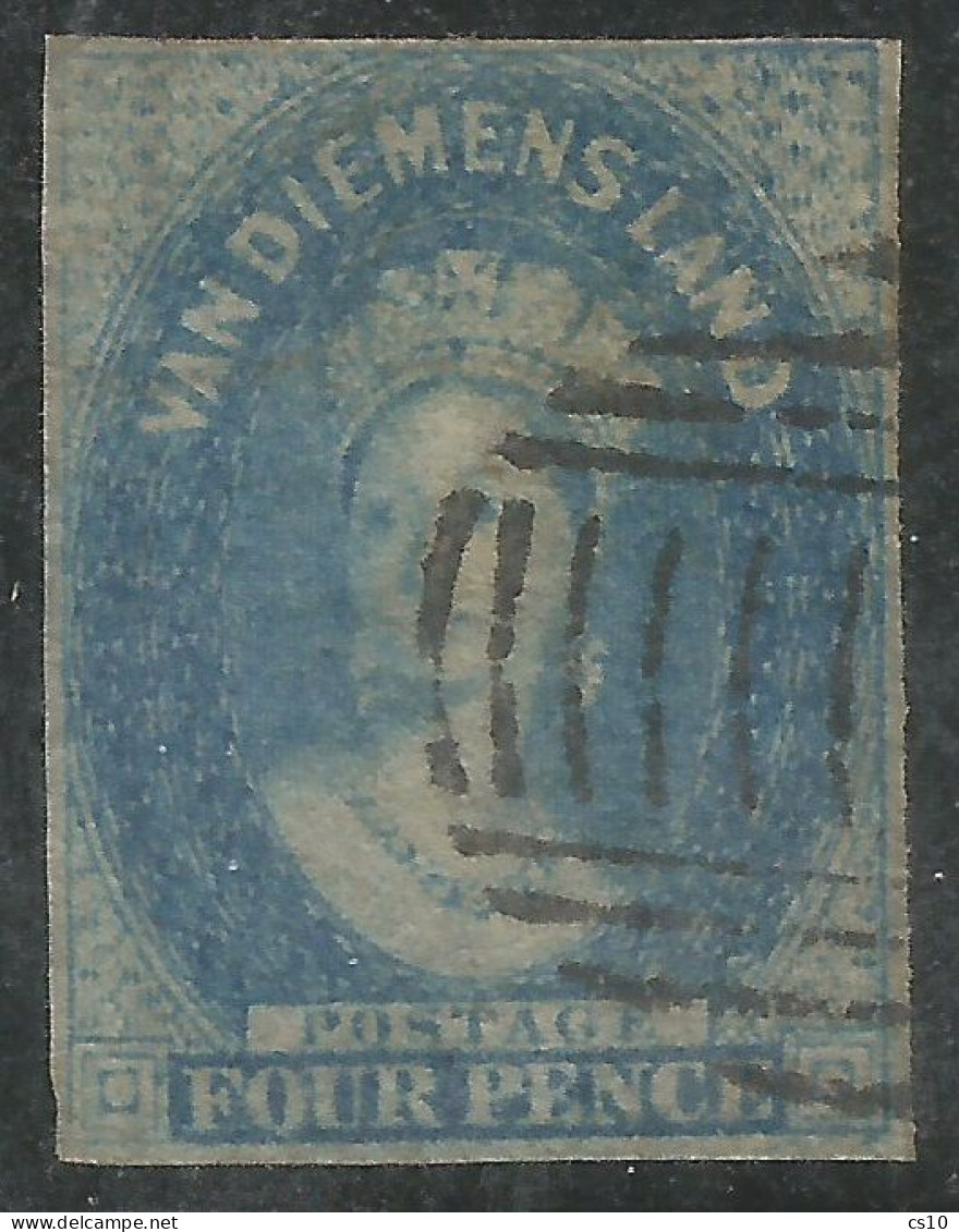 Tasmania Van Diemens Land D.4 Pence WMK.4 -  VFU - 4 Complete Margins  (see Scans)  Very Fine Condition - Used Stamps