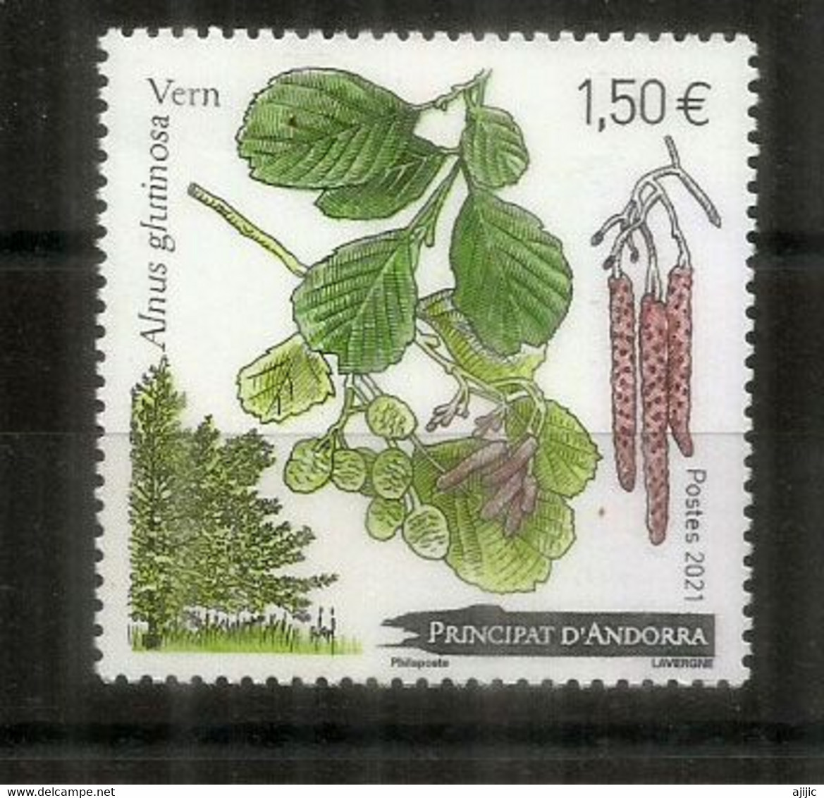 2021. Arbre Et Feuilles De L’aulne Noir (vergne)  Timbre Neuf ** . AND.FR - Unused Stamps