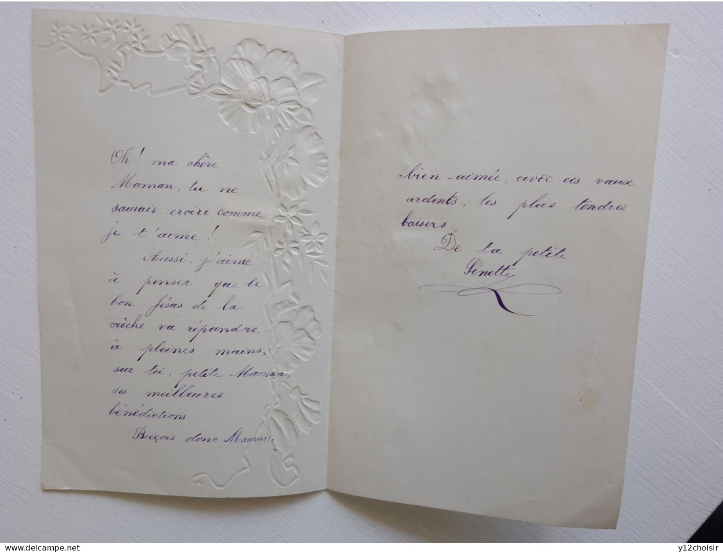 Belle Lettre Manuscrite Avec Découpis "  Ma Petite Maman " . Bonne Année - Collezioni