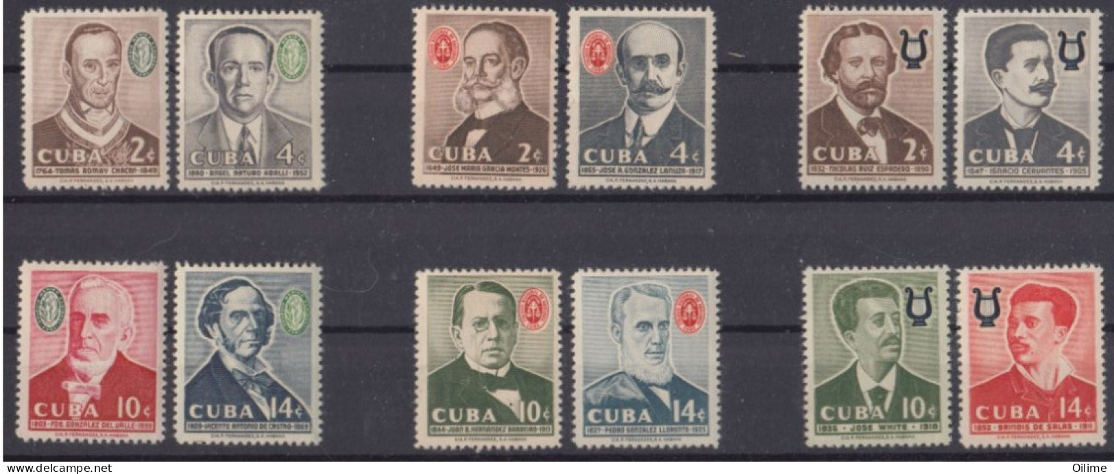 CUBA 1958. PERSONALIDADES CUBANAS. MNH. EDIFIL 746/57 - Ungebraucht