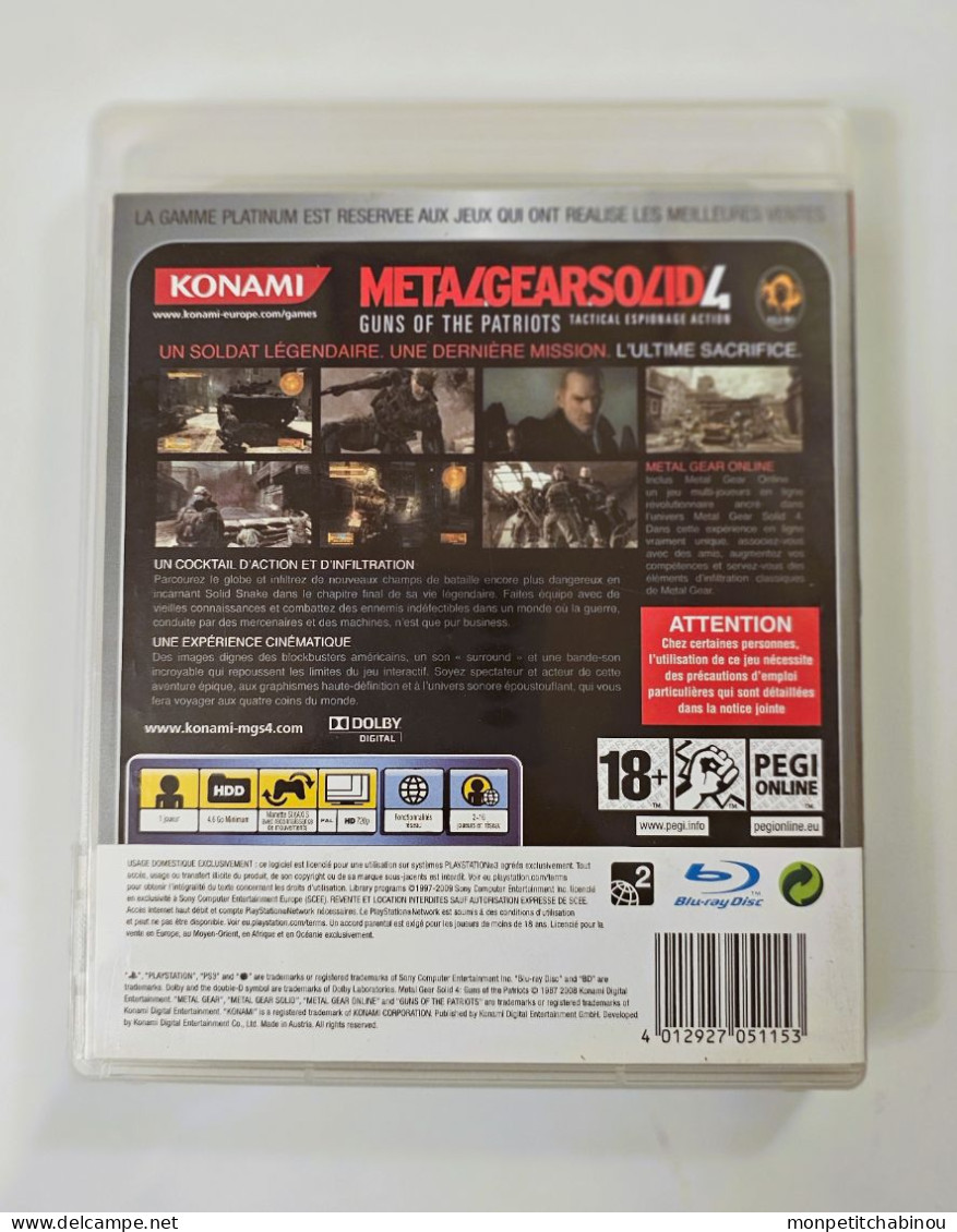 Jeu Vidéo PS3 : METAL GEAR SOLID 4 - PS3