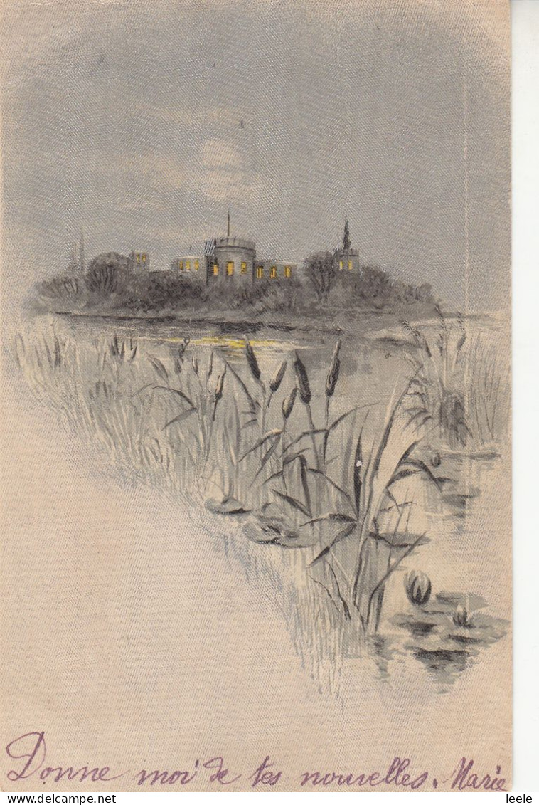 CA87.  Vintage French Postcard. View Of Castle, River And Bull Rushes. - Châteaux