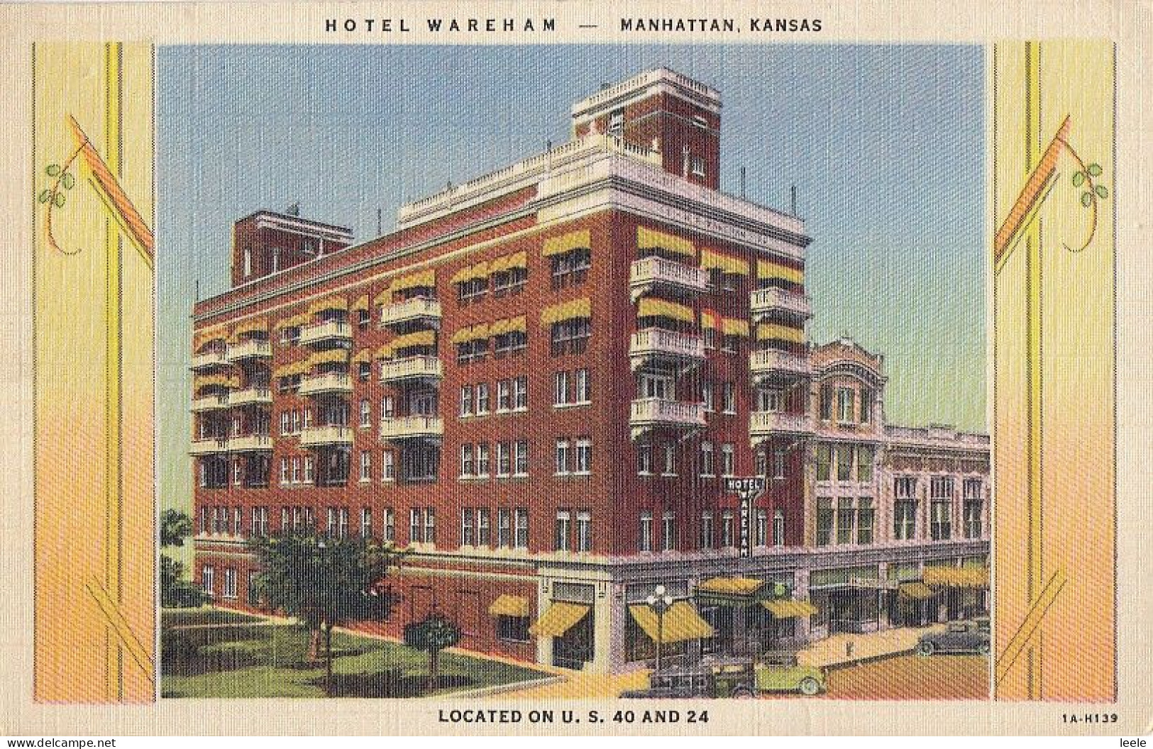 CA63. Vintage US Linen Postcard. Hotel Wareham. Manhattan, Kansas - Manhattan