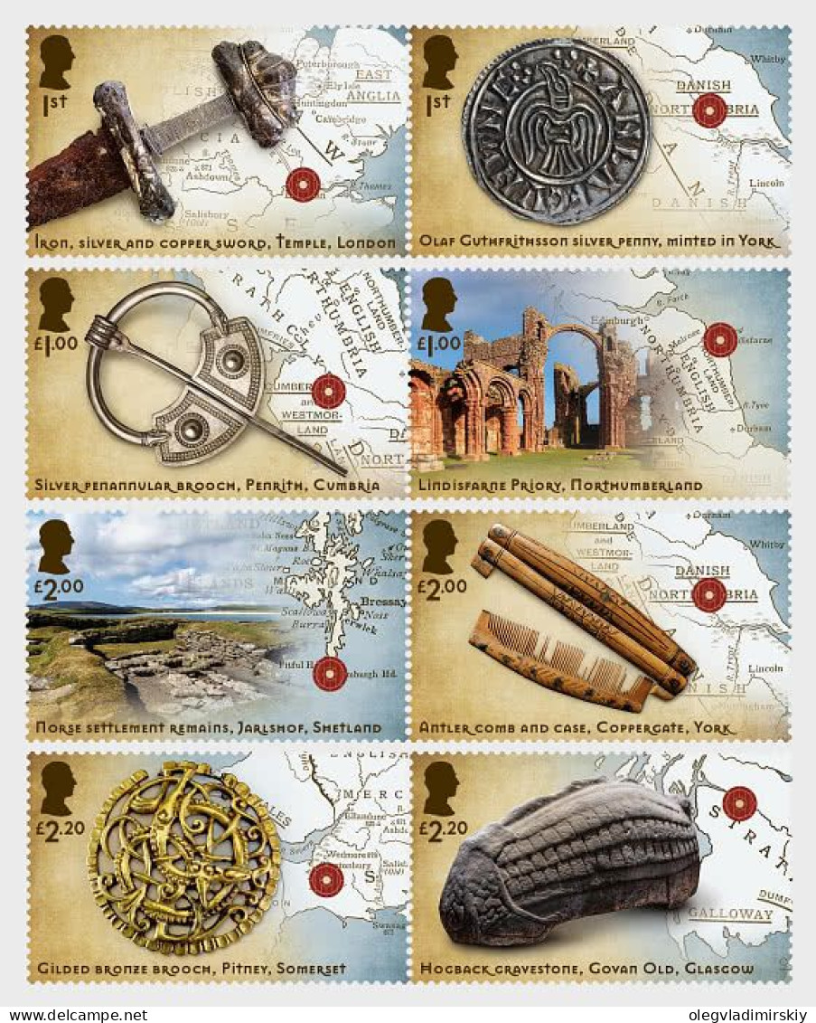 Great Britain United Kingdom 2024 Viking Britain Set Of 8 Stamps MNH - Unclassified