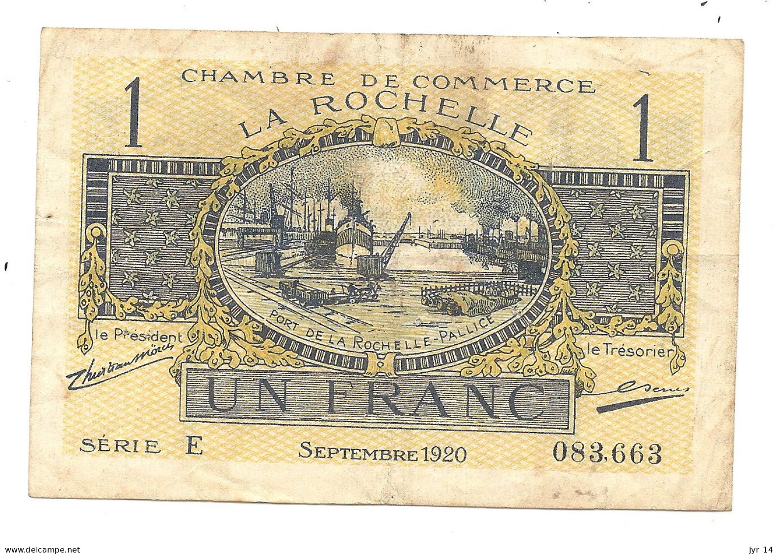 1 FRANC  La ROCHELLE  Sie E (TTB) - Chambre De Commerce