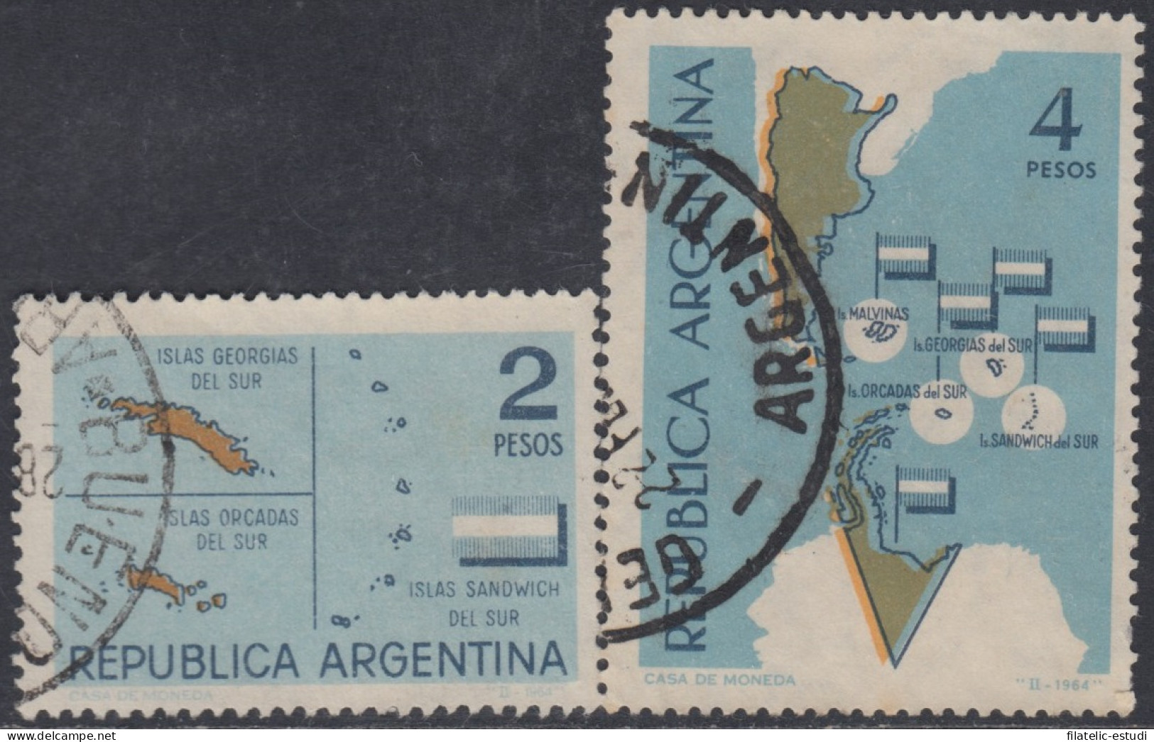 Argentina 682/83 1964 Mapa De Islas Y Territorio Antártico De Argentina Usados - Autres & Non Classés