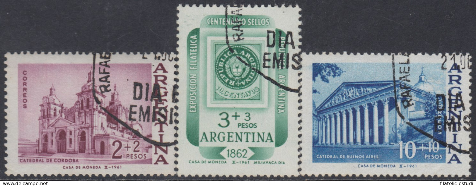 Argentina 649/51 1961 Exposición  Y Centenario Del Sello De Argentina Usados - Autres & Non Classés